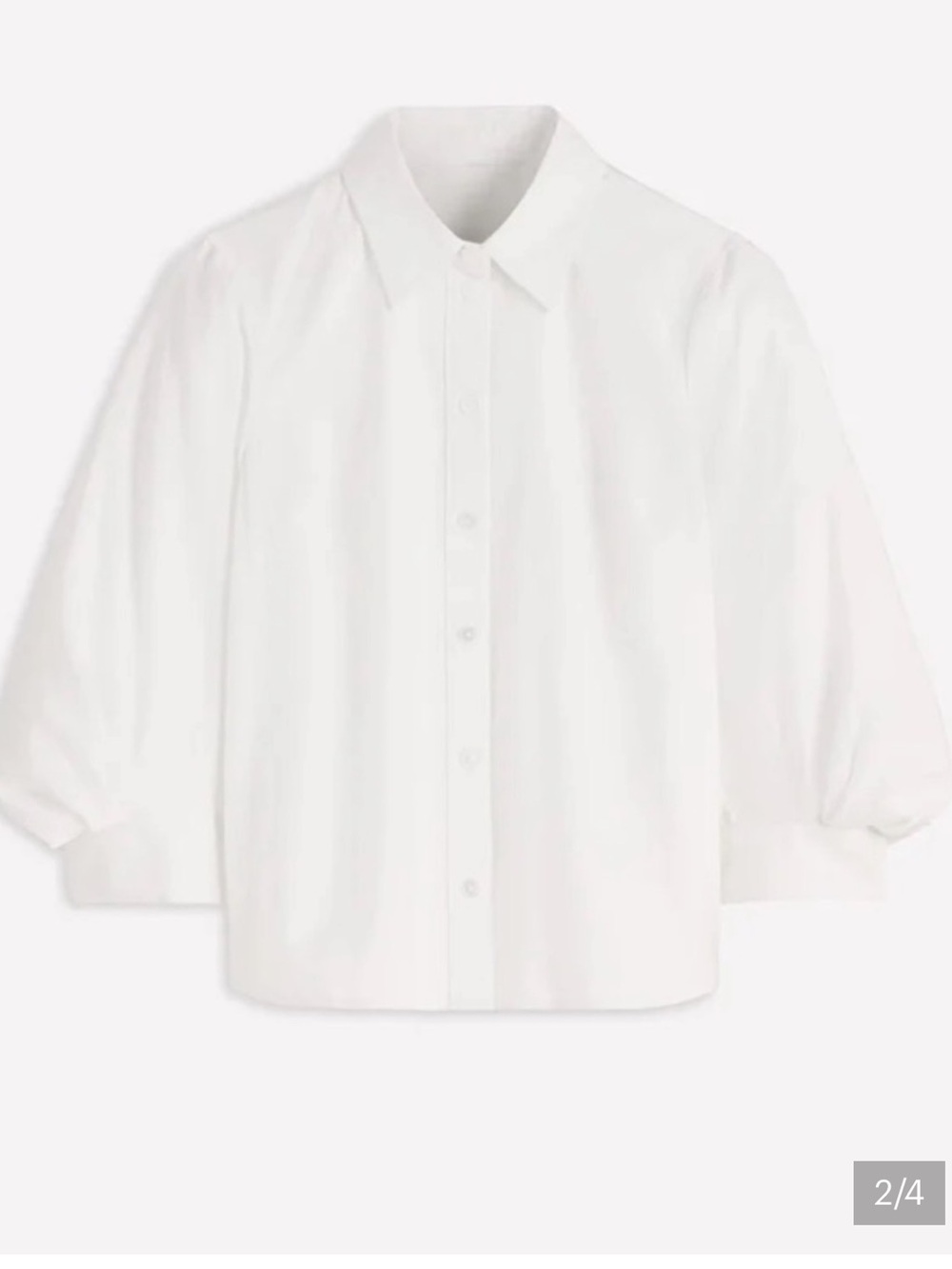 Zara White Button-Down Shirt Puff Sleeve